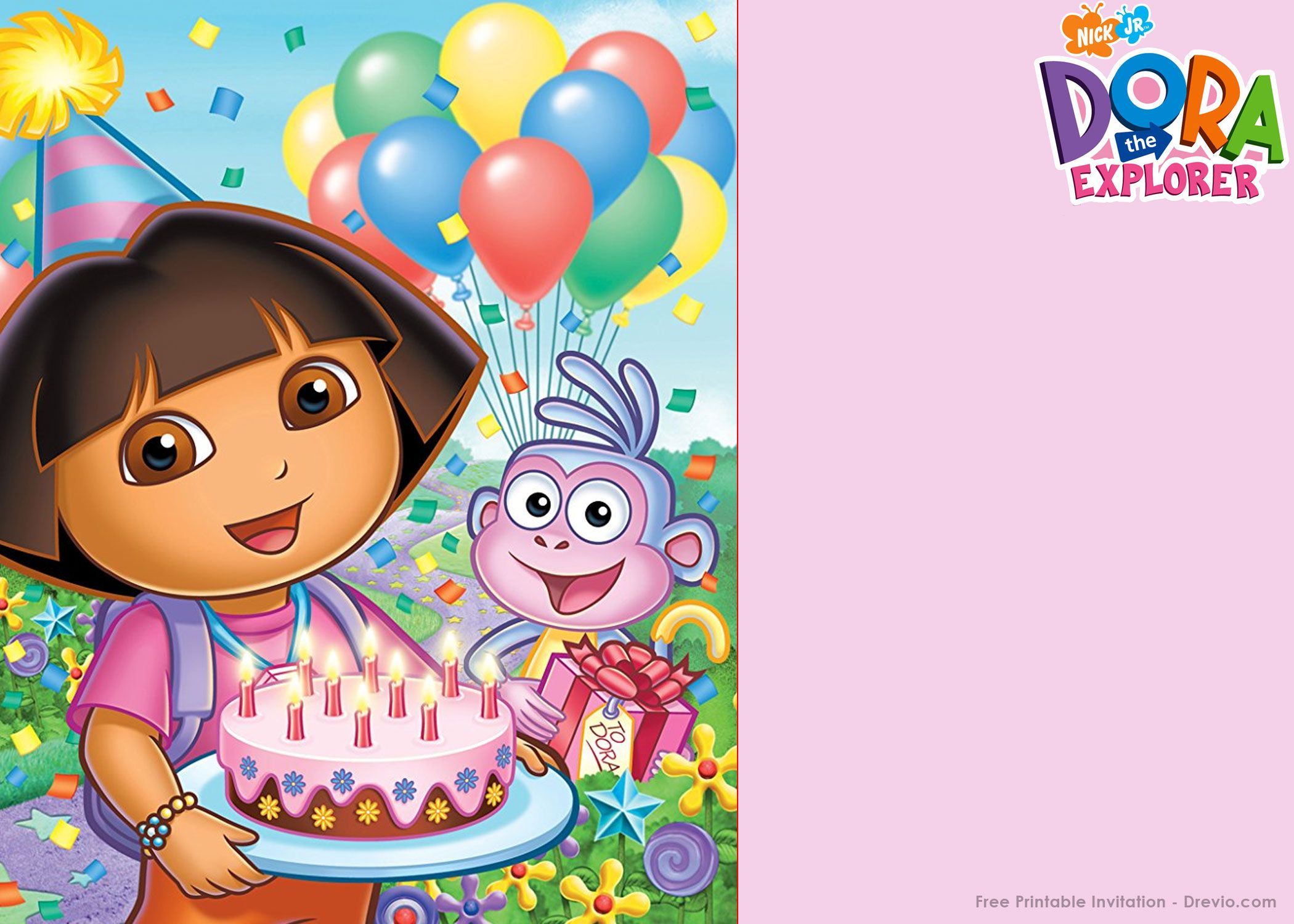 Free Printable Dora The Explorer Party Invitation Template throughout dimensions 2100 X 1500