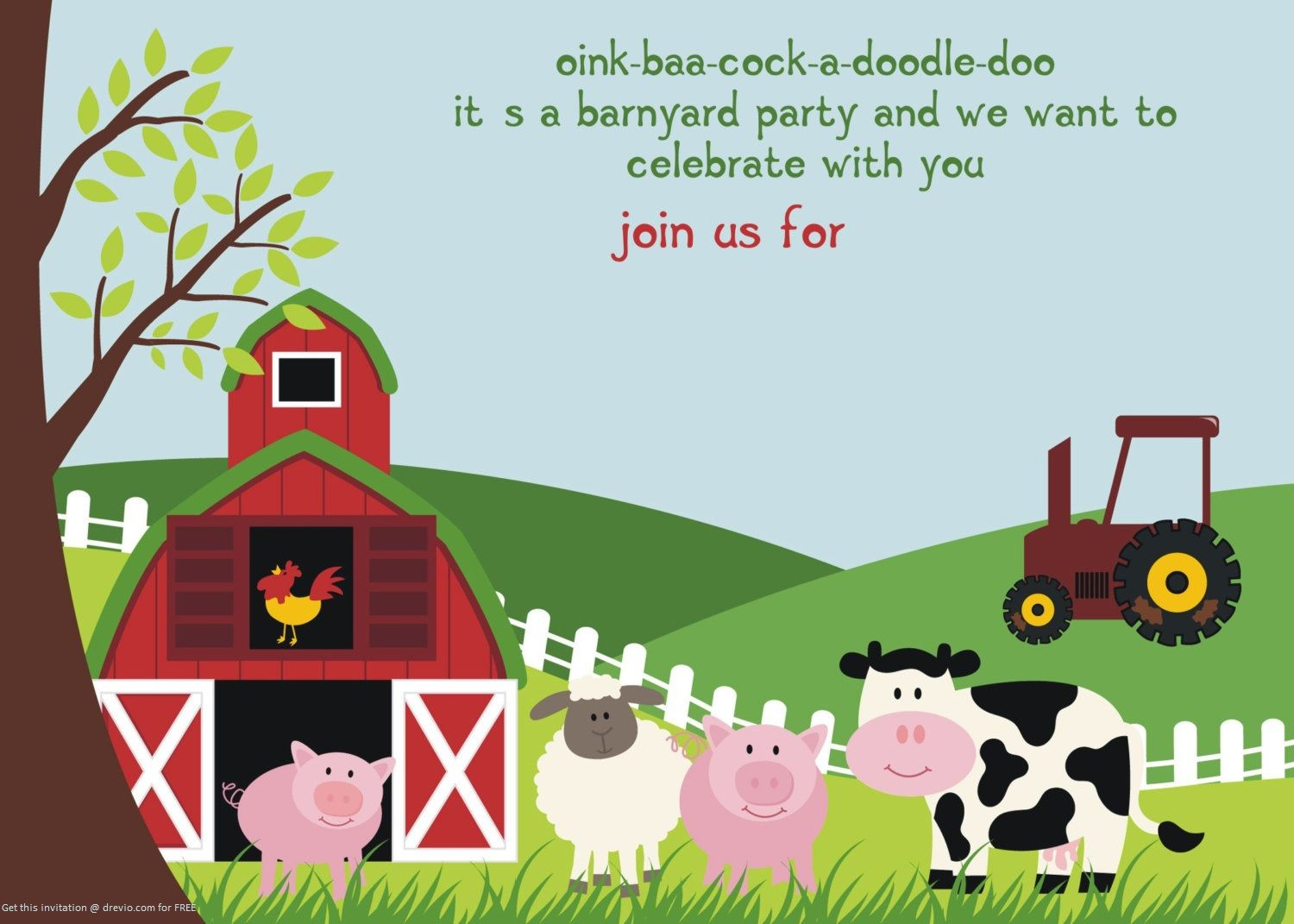 Free Printable Farm Animals Birthday Invitation Template Free intended for sizing 1500 X 1071