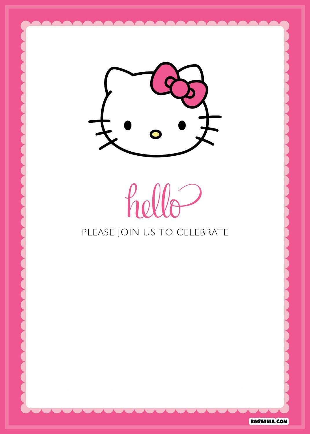 Free Printable Hello Kitty Birthday Invitations Bagvania Free throughout size 1071 X 1500