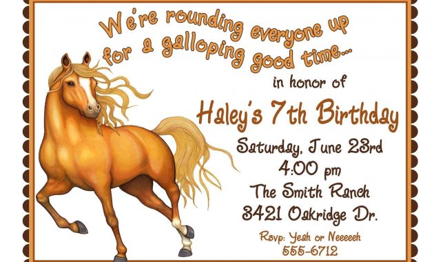 Free Printable Horse Birthday Invitations Birthday Invitations pertaining to proportions 1875 X 1350