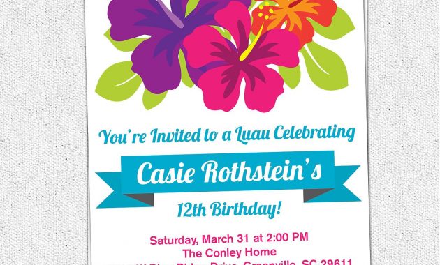 Free Printable Luau Birthday Invitations Templates Elma with regard to sizing 1500 X 1500