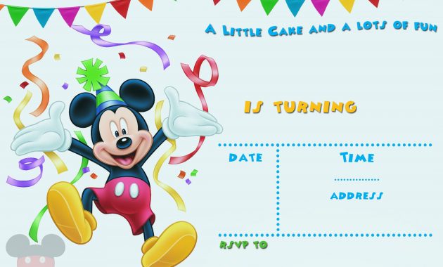 Free Printable Mickey Mouse Party Invitation Template Free for size 2100 X 1500