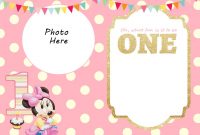 Free Printable Minnie Mouse 1st Invitation Templates Free regarding size 1050 X 750