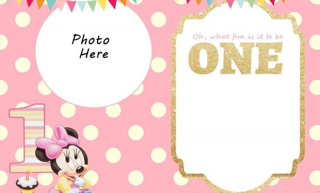 Free Printable Minnie Mouse 1st Invitation Templates Free regarding size 1050 X 750