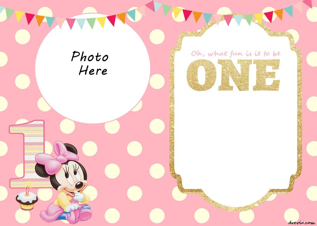 Free Printable Minnie Mouse 1st Invitation Templates Free regarding size 1050 X 750