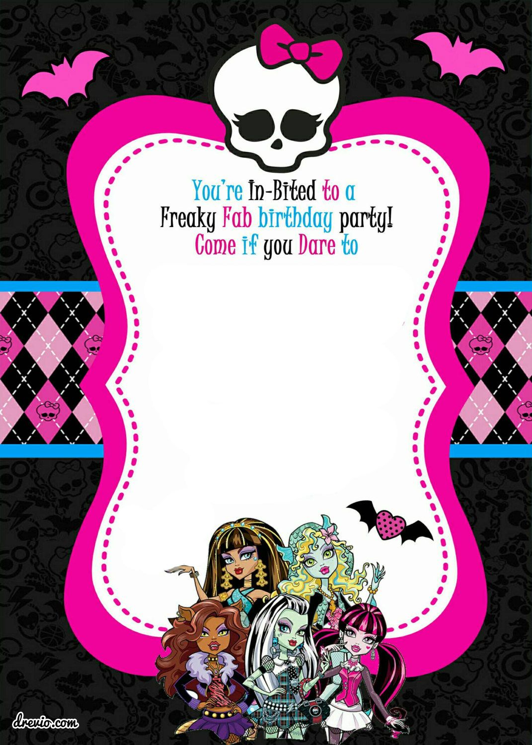 Free Printable Monster High Birthday Invitations Drevio in dimensions 1071 X 1500