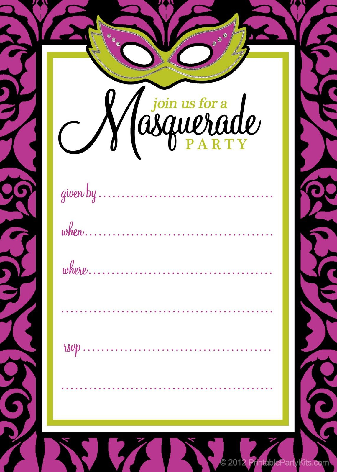 Free Printable Party Invitations Free Printable Masquerade Or Mardi intended for size 1143 X 1600