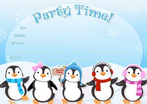 Free Printable Penguin Winter Or Holiday Invitation Template From within size 1600 X 1143