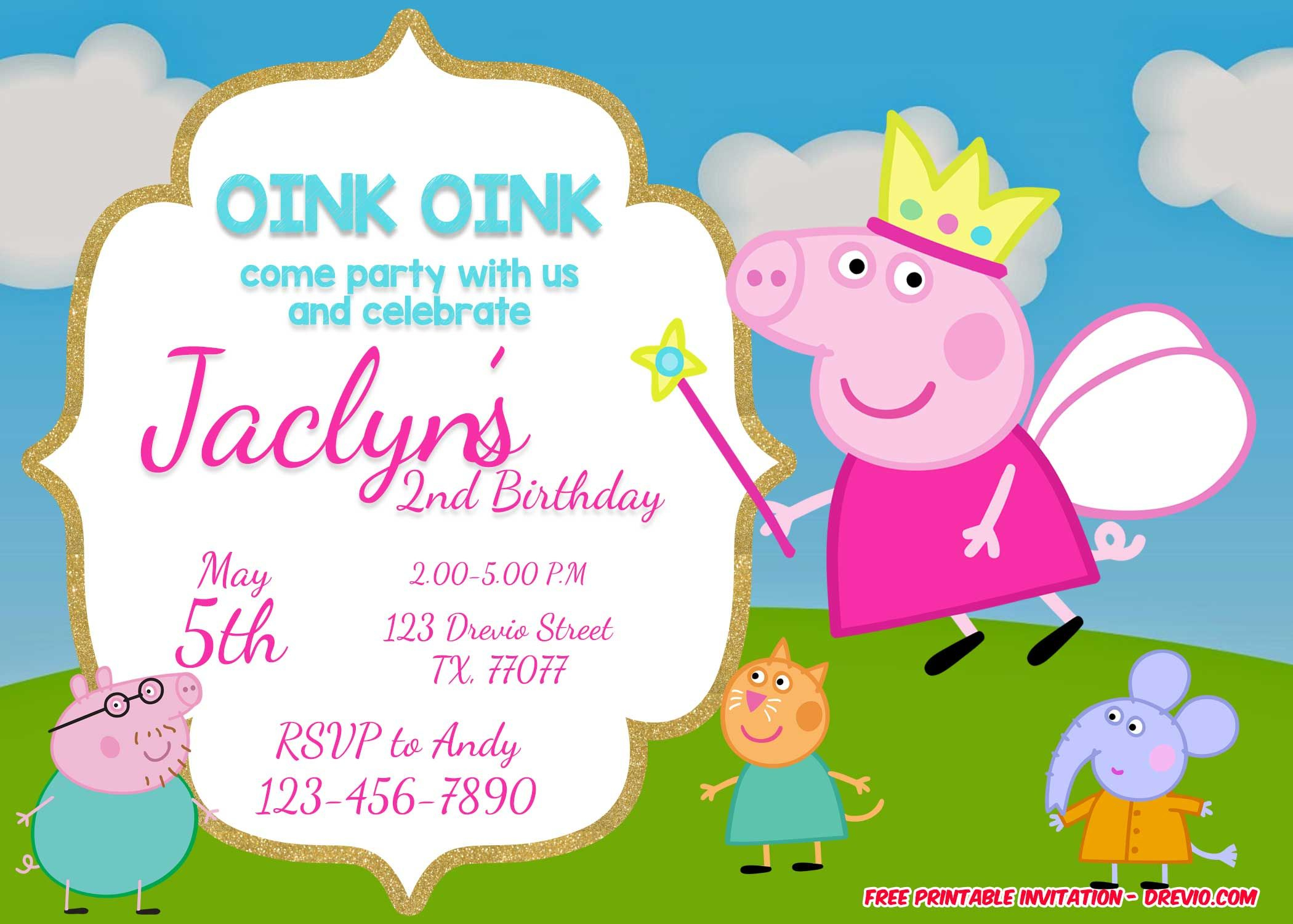 Free Printable Peppa Pig Invitation Template Free Printable intended for measurements 2100 X 1500