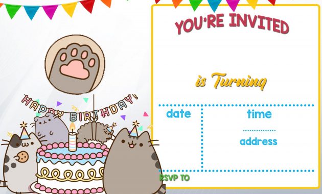 Free Printable Pusheen Birthday Invitation Template Free Printable in dimensions 2100 X 1500