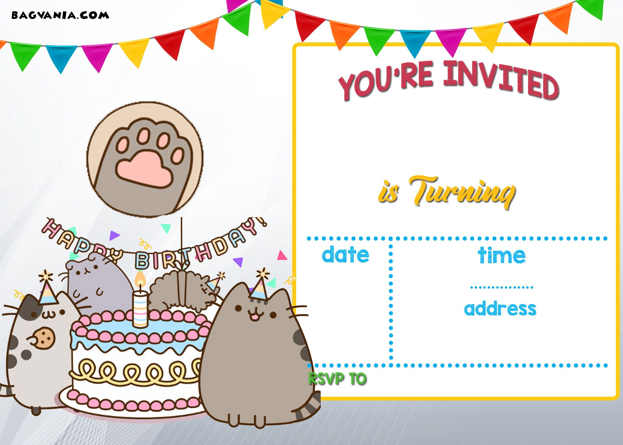 Free Printable Pusheen Birthday Invitation Template Free Printable in dimensions 2100 X 1500