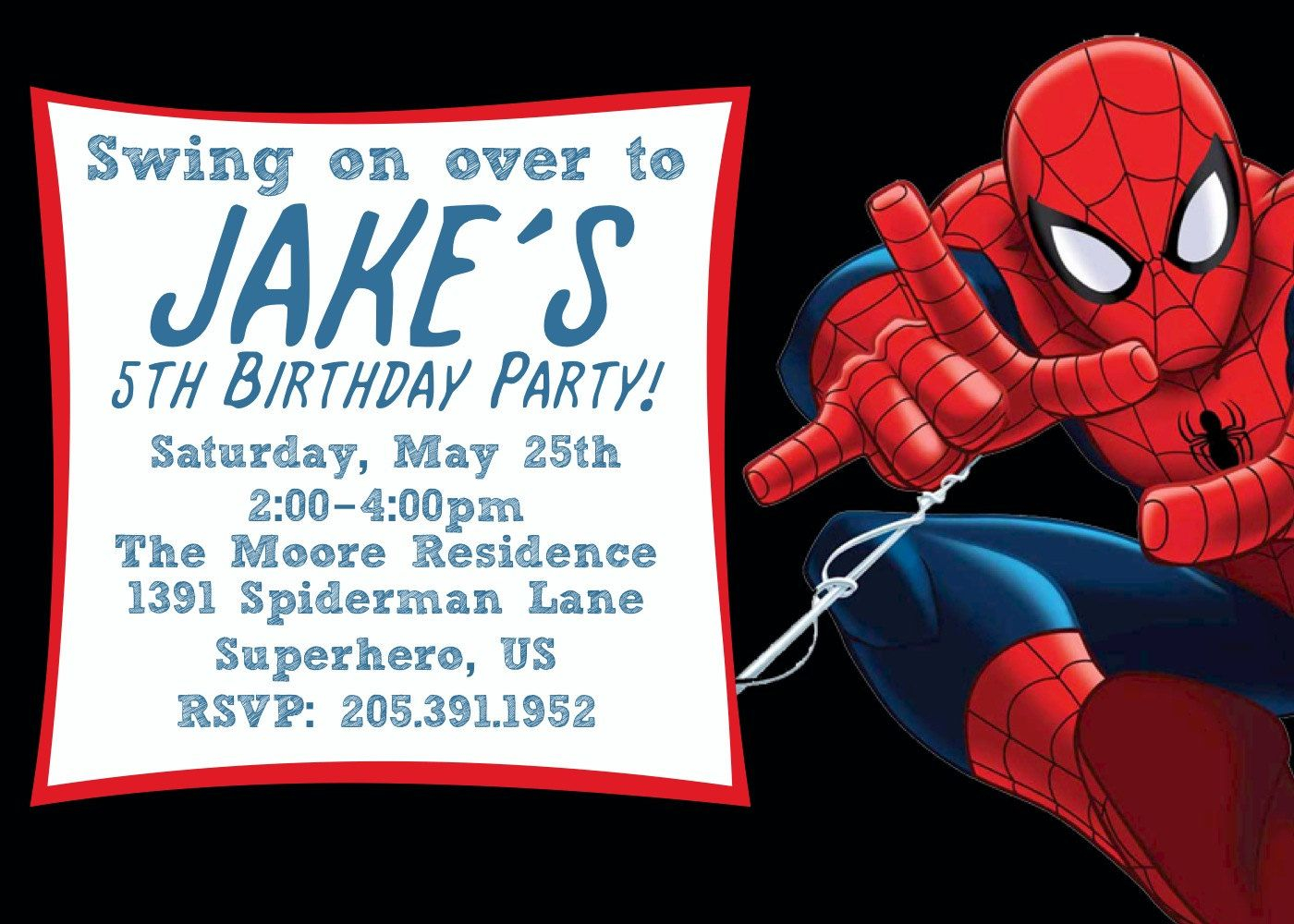 Free Printable Spiderman Birthday Invitation Templates Hair In throughout sizing 1400 X 1000