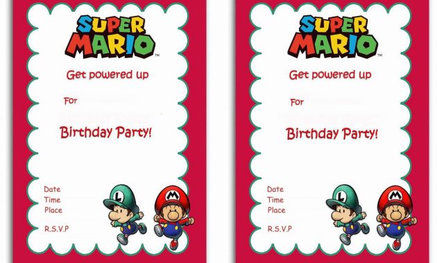 Free Printable Super Mario Bros Invitation Template Free Printable regarding size 1228 X 868