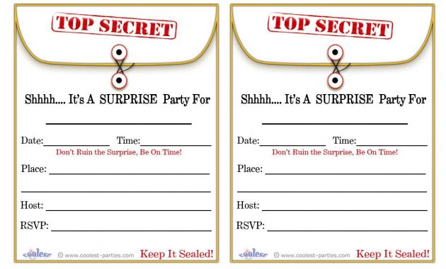 Free Printable Surprise Birthday Party Invitations Templates Party inside measurements 1100 X 850