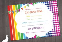 Free Rainbow Party Invitation Ru And The Rabbit Rainbow Party for measurements 1000 X 800