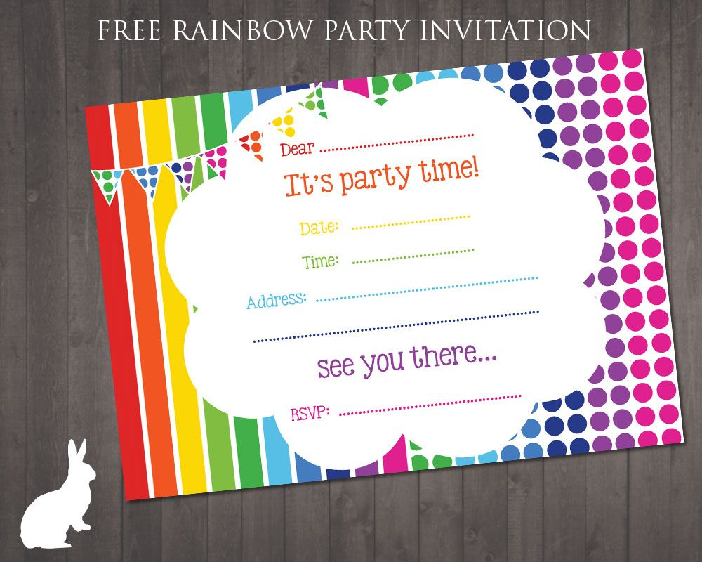 Free Rainbow Party Invitation Ru And The Rabbit Rainbow Party for measurements 1000 X 800