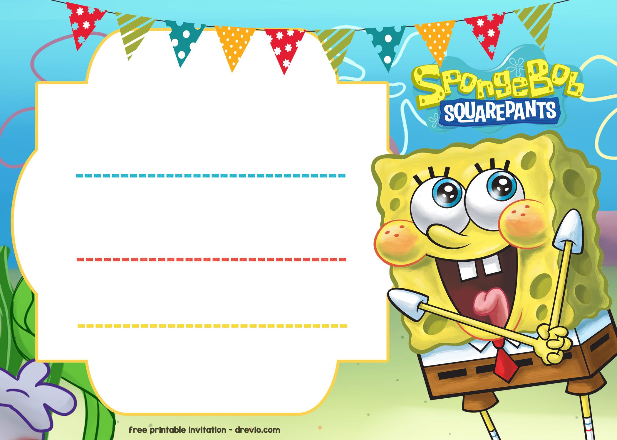 Free Spongebob Birthday Invitation Template Free Printable with regard to proportions 2100 X 1500