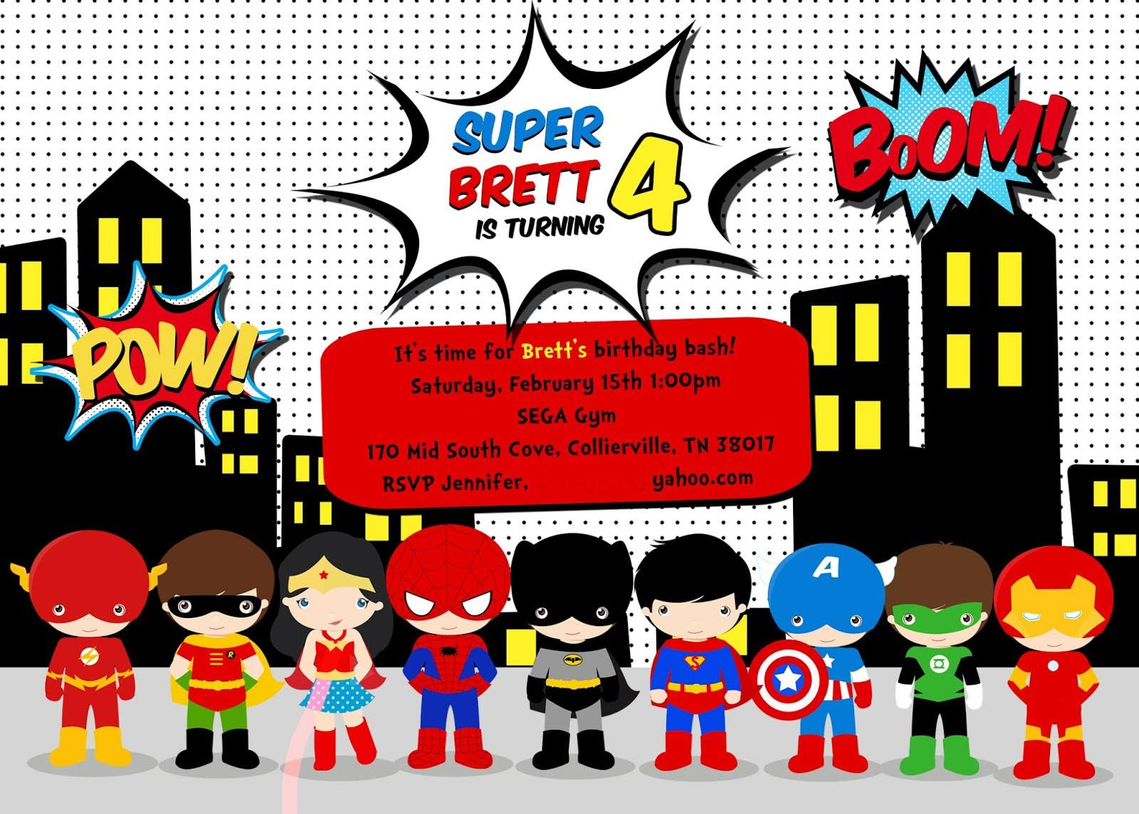 Free Superhero Birthday Party Invitation Templates Birthday Party pertaining to measurements 1600 X 1143