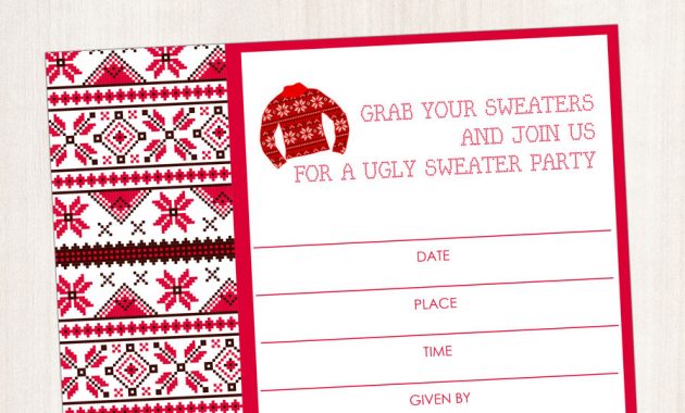 Free Ugly Sweater Party Invite Printable pertaining to measurements 897 X 1000