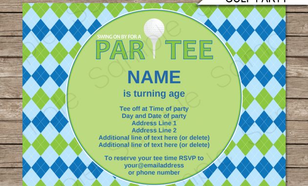 Golf Party Invitations Template Blue Green In 2018 Dad throughout dimensions 1300 X 1126