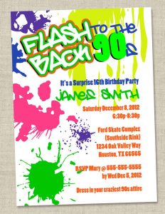 Graffiti Birthday Invitations Neon Party Invitation Retro 80s in size 850 X 1100