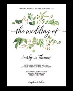 Green Leaves Watercolor Wedding Invitation Template In 2018 pertaining to measurements 819 X 1024