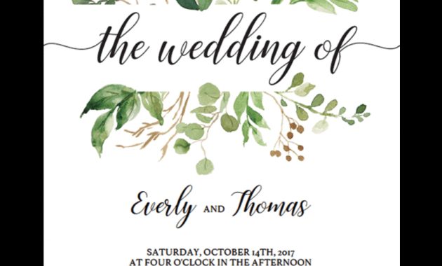 Green Leaves Watercolor Wedding Invitation Template In 2018 pertaining to measurements 819 X 1024