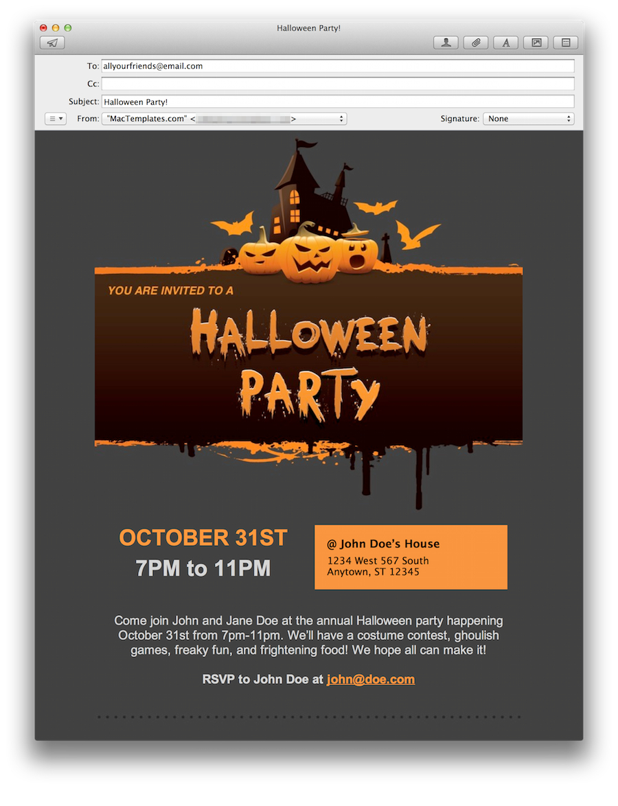 Halloween Party Email Invitations For Apple Mail Mactemplates in measurements 900 X 1174