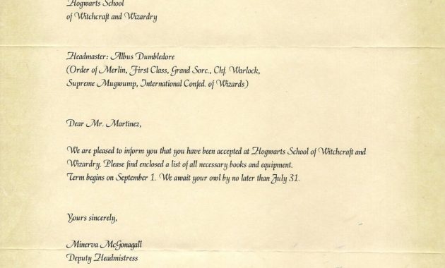 Hogwarts Acceptance Letter Printable Allowed Impression Harry Potter intended for sizing 900 X 1164