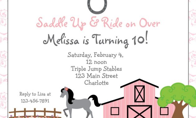 Horseback Riding Birthday Invitation Thebutterflypress On Etsy throughout proportions 1500 X 1071