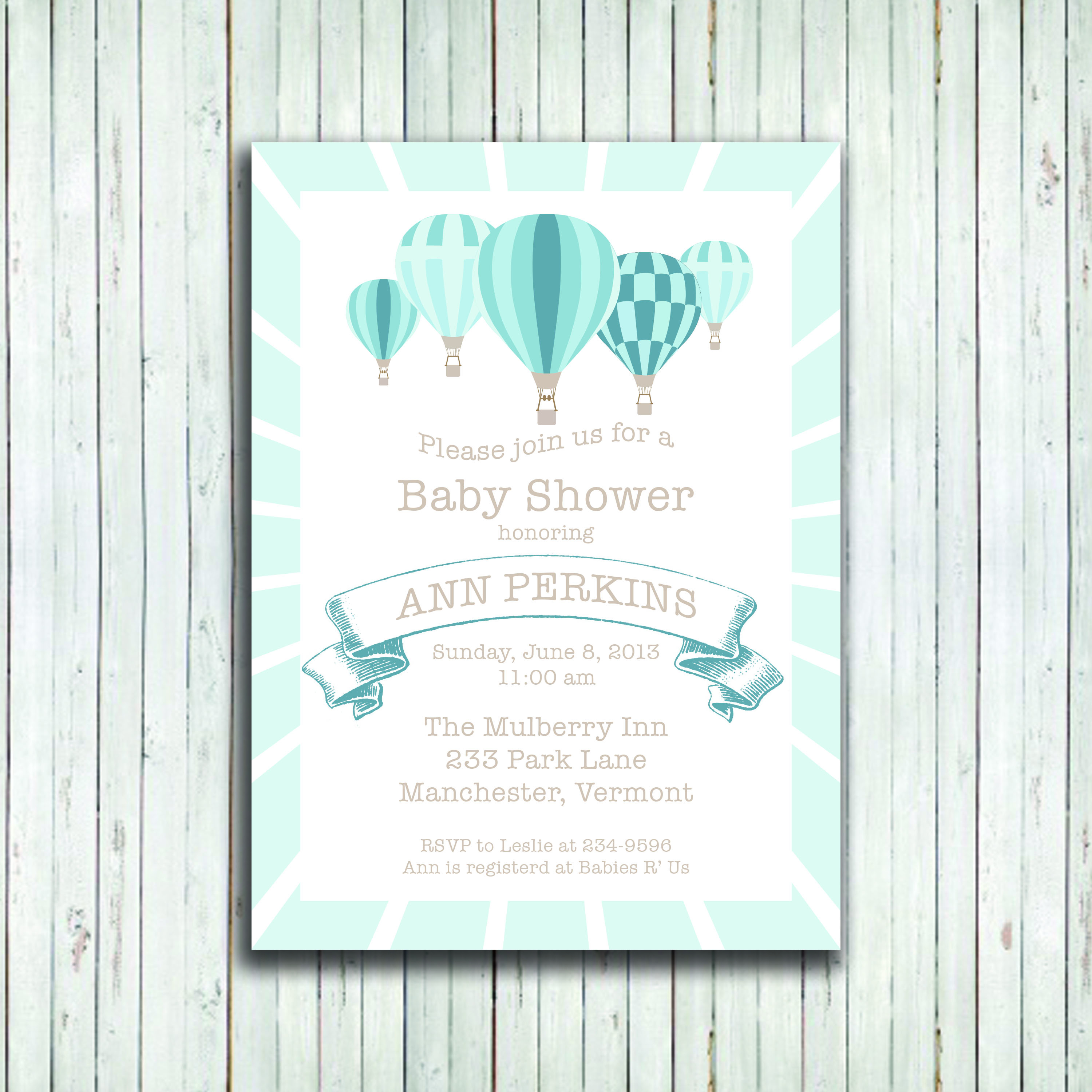 Hot Air Balloon Ba Shower Invitations Hot Air Balloon Ba Shower intended for dimensions 3000 X 3000