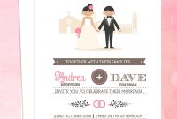 Illustrated Couple In Front Of Church Wedding Invitation Template inside size 960 X 1250