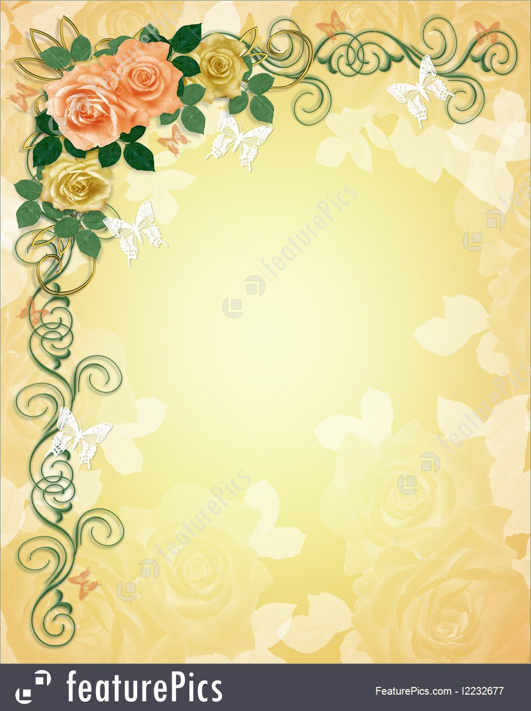 Illustration Of Wedding Invitation Roses Border in sizing 1040 X 1392