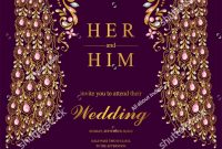 Indian Wedding Invitation Card Templates With Gold Peacock Patterned in dimensions 1059 X 1600