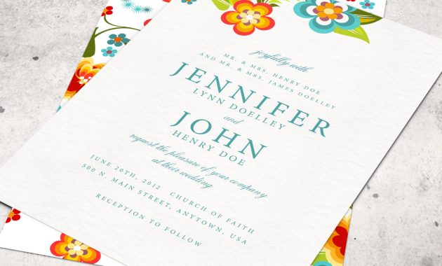 Invitation Colorful Wedding Invitation Template within size 1500 X 1076