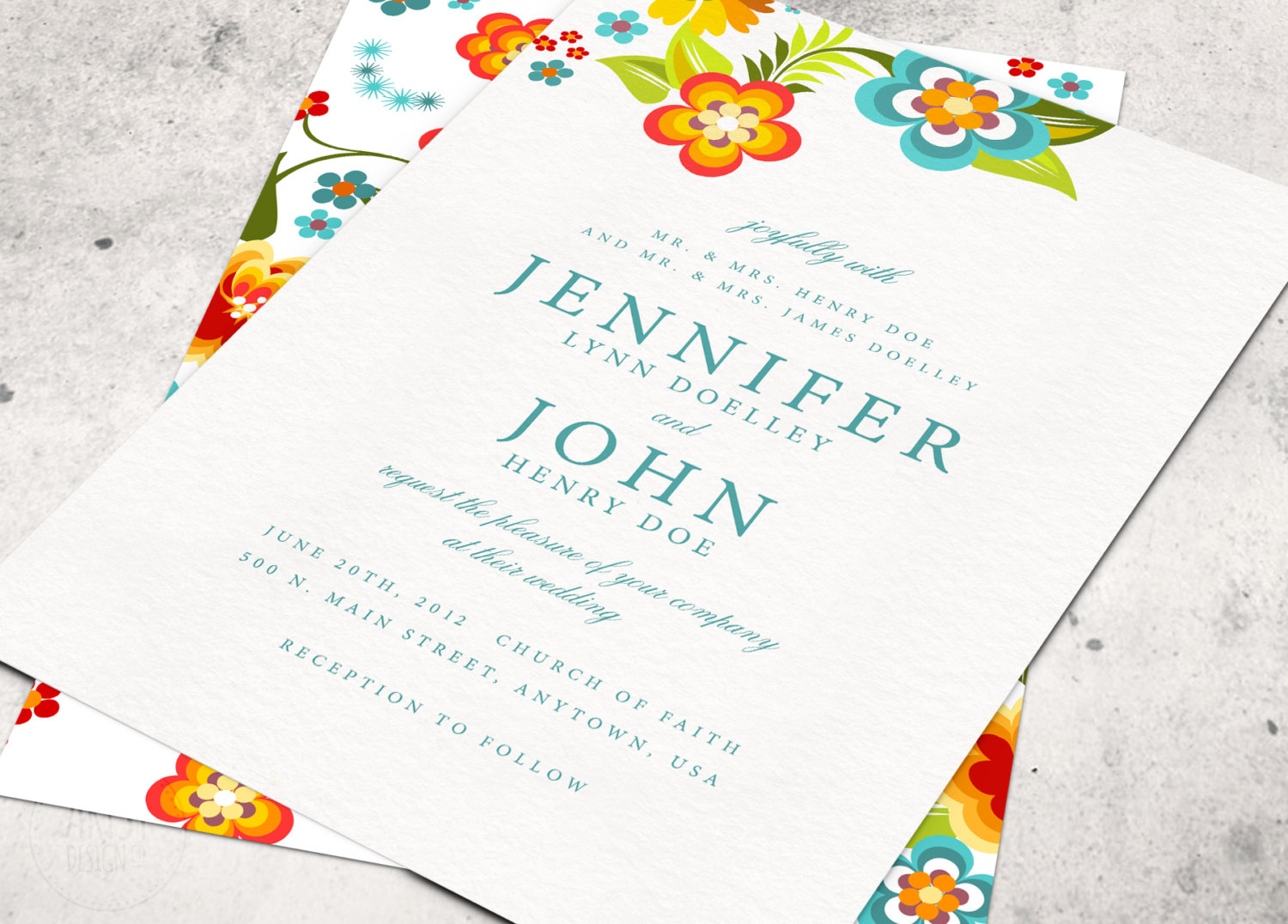 Invitation Colorful Wedding Invitation Template within size 1500 X 1076