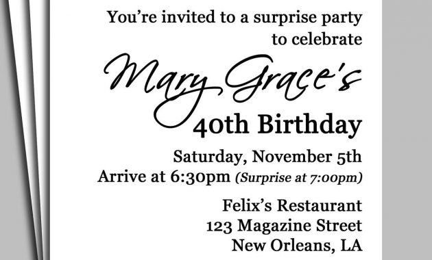 Invitation For Surprise Birthday Party Wording 40 Bday Party in sizing 1219 X 1500