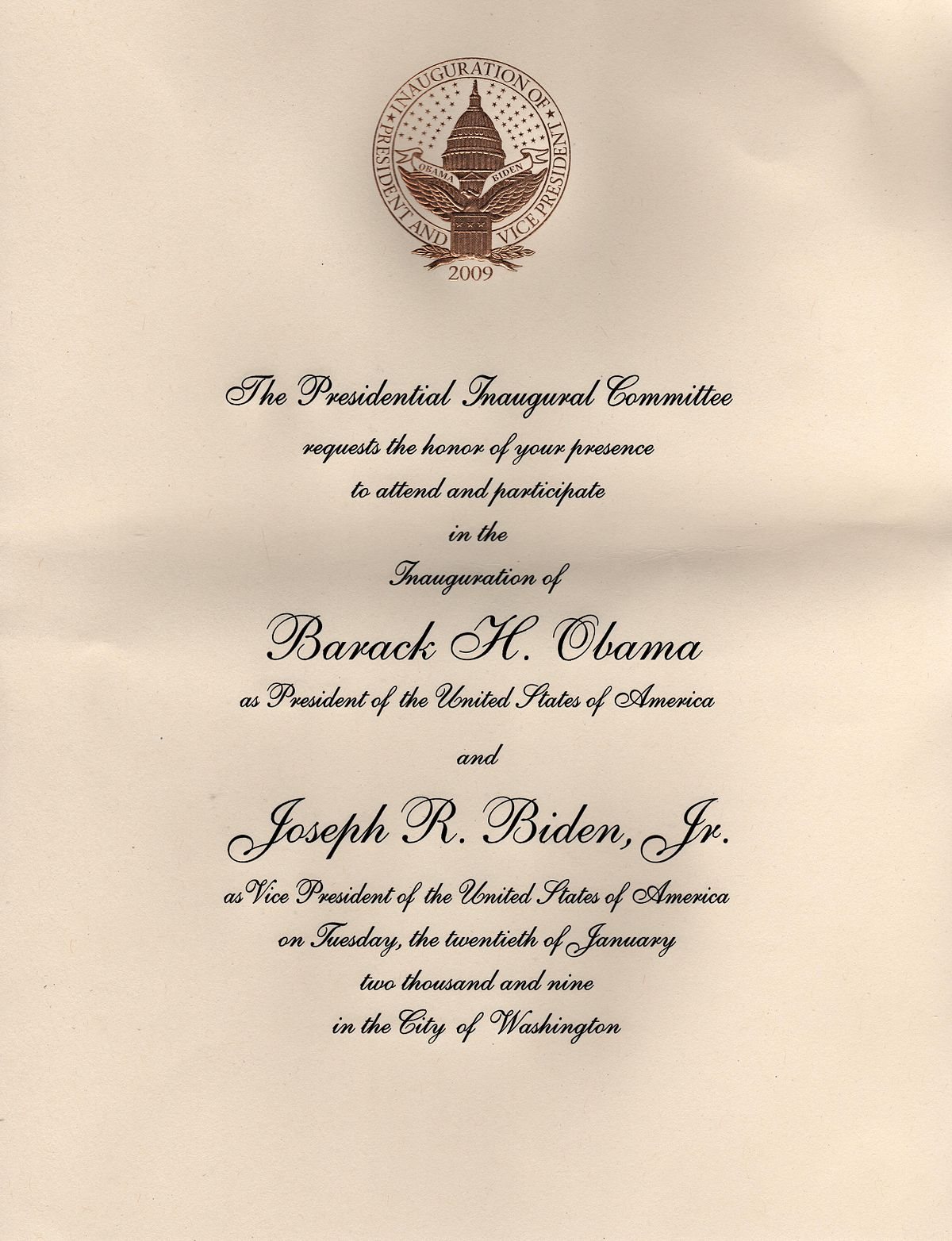 Invitations To The First Inauguration Of Barack Obama Wikipedia pertaining to size 1200 X 1564