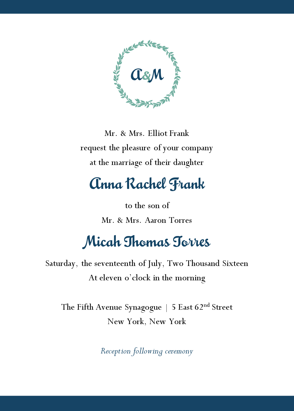 Jewish Wedding Invitation pertaining to proportions 1000 X 1400