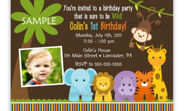 Jungle Themed 1st Birthday Party Invitations Birthday Invitations inside size 1133 X 843