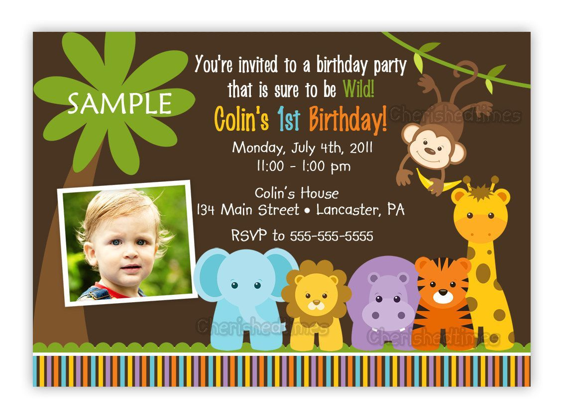 Jungle Themed 1st Birthday Party Invitations Birthday Invitations inside size 1133 X 843