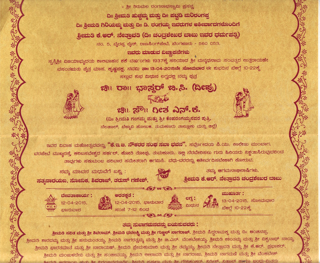 Kannada Wedding Card Templates in size 1024 X 843