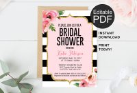 Kate Bridal Shower Invitation Template Black Stripes Invitation in measurements 3000 X 2769