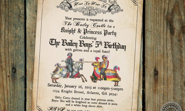 Knight Birthday Party Invitation Printable Medieval Times Invite for proportions 1500 X 1159