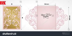 Laser Cut Wedding Invitation Card Template Stock Vektorgrafik with regard to proportions 1500 X 763