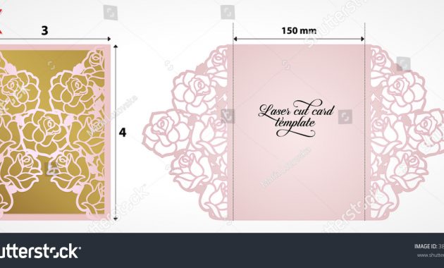 Laser Cut Wedding Invitation Card Template Stock Vektorgrafik with regard to proportions 1500 X 763