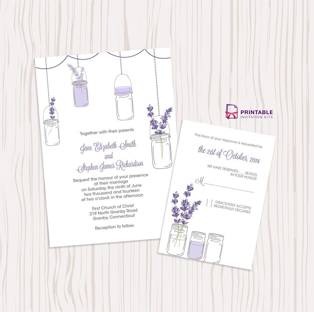 Lavender And Mason Jar Wedding Invitation Mason Jar Wedding with regard to proportions 1000 X 993