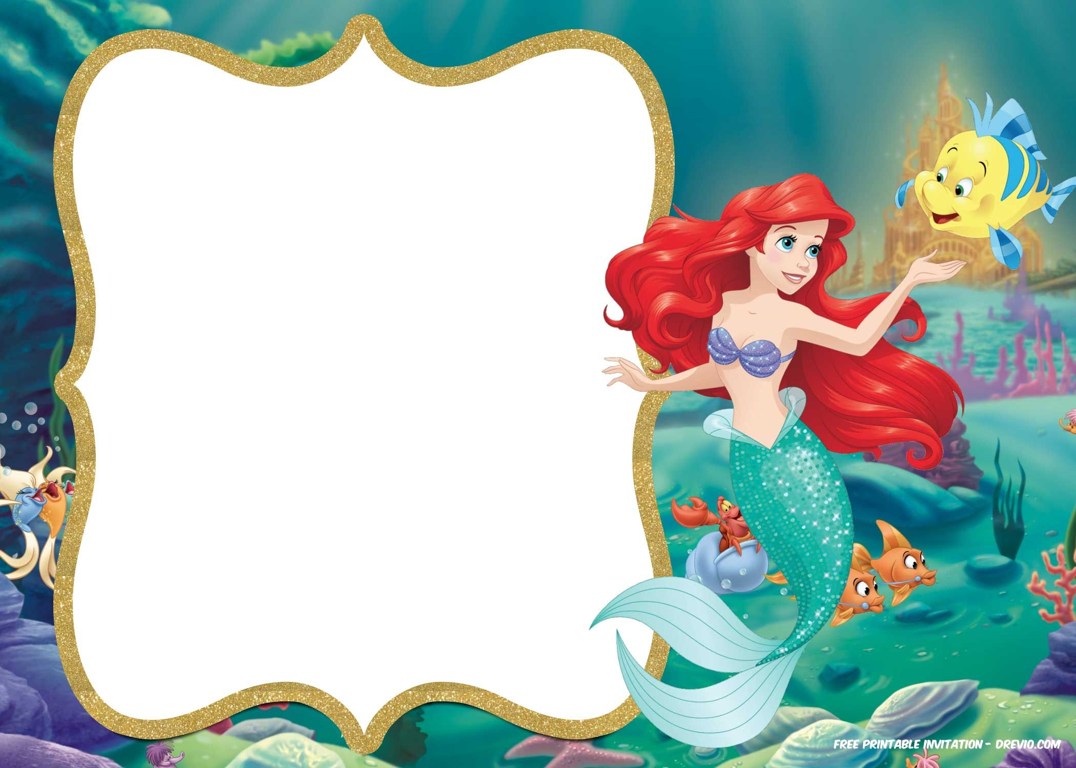 Little Mermaid Royal Invitation Templates Free Printable Birthday regarding proportions 2100 X 1500