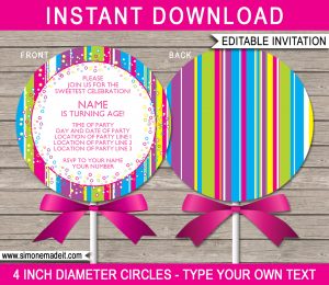 Lollipop Invitation Template Lollipop Invitations regarding measurements 1300 X 1126