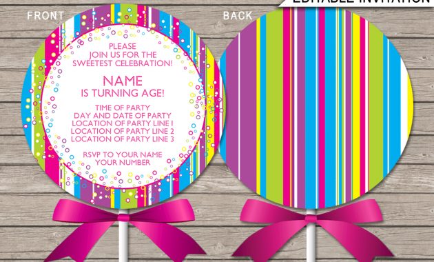 Lollipop Invitation Template Lollipop Invitations regarding measurements 1300 X 1126